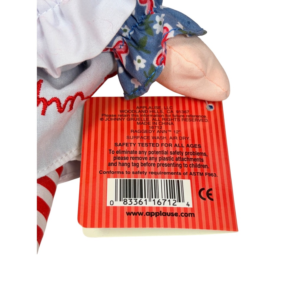 VTG 90s Applause Raggedy Ann Andy Plush Dolls Set Tags Attached Red Yarn Hair - Picture 14 of 14